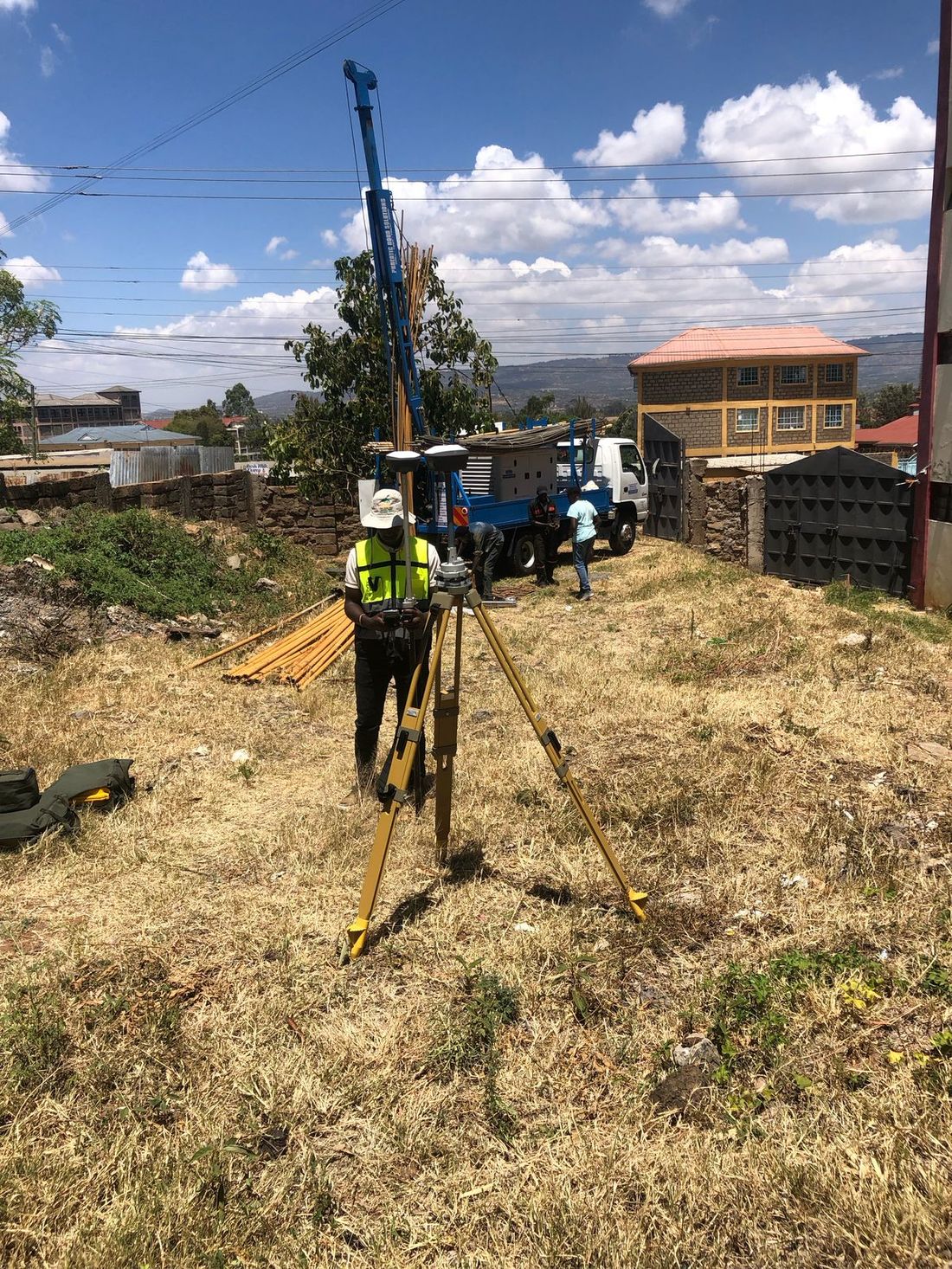 GeoKraf-T survey crew on site with GNSS equipment