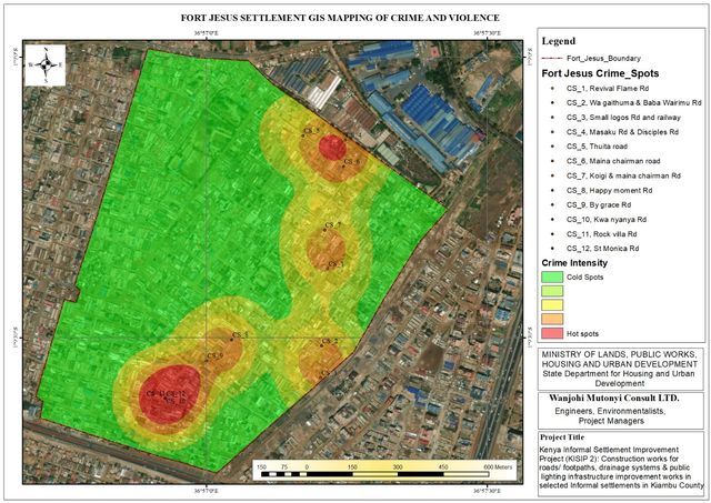 GIS crime and violence hotspot map, KISIP 2