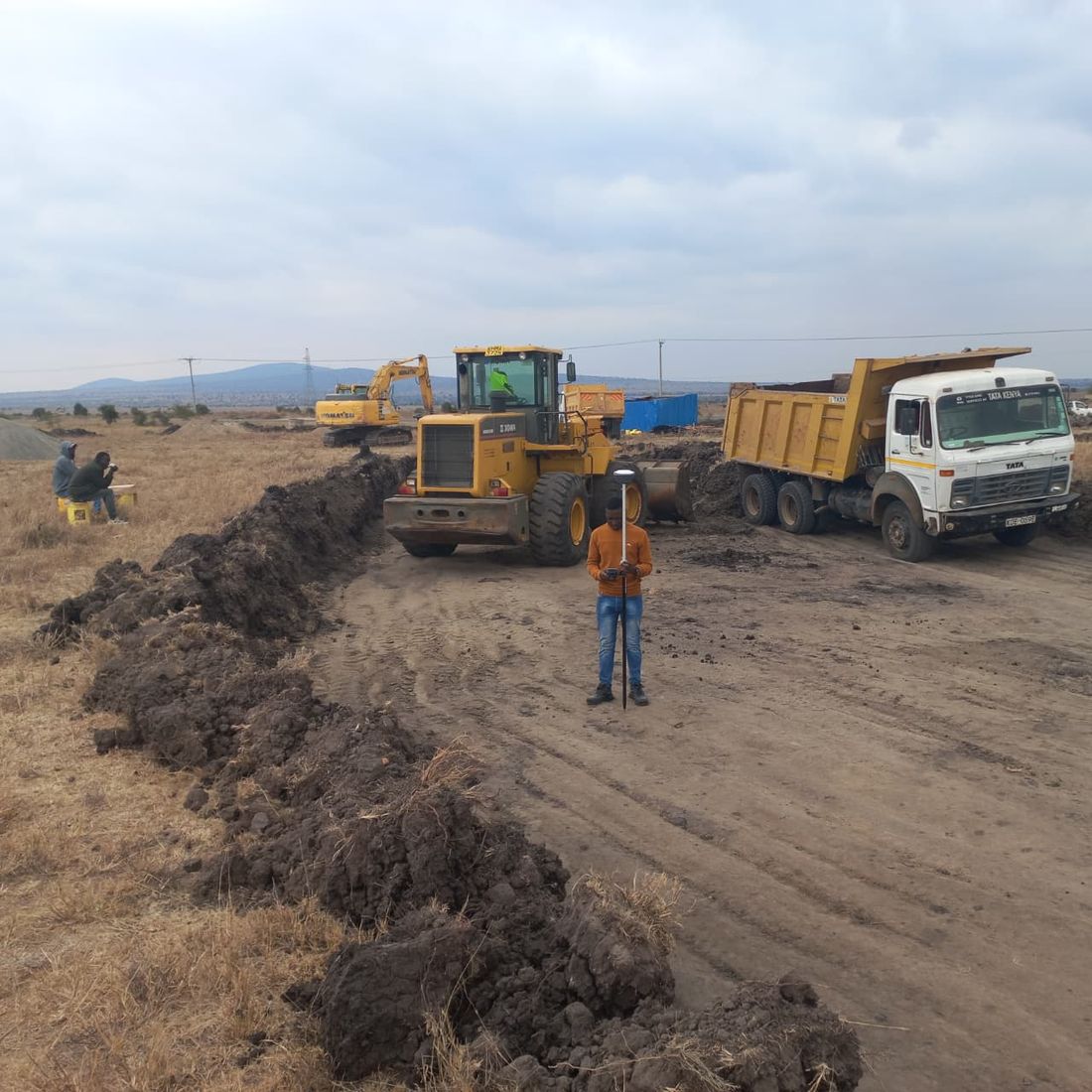 Engineering survey at a construction site